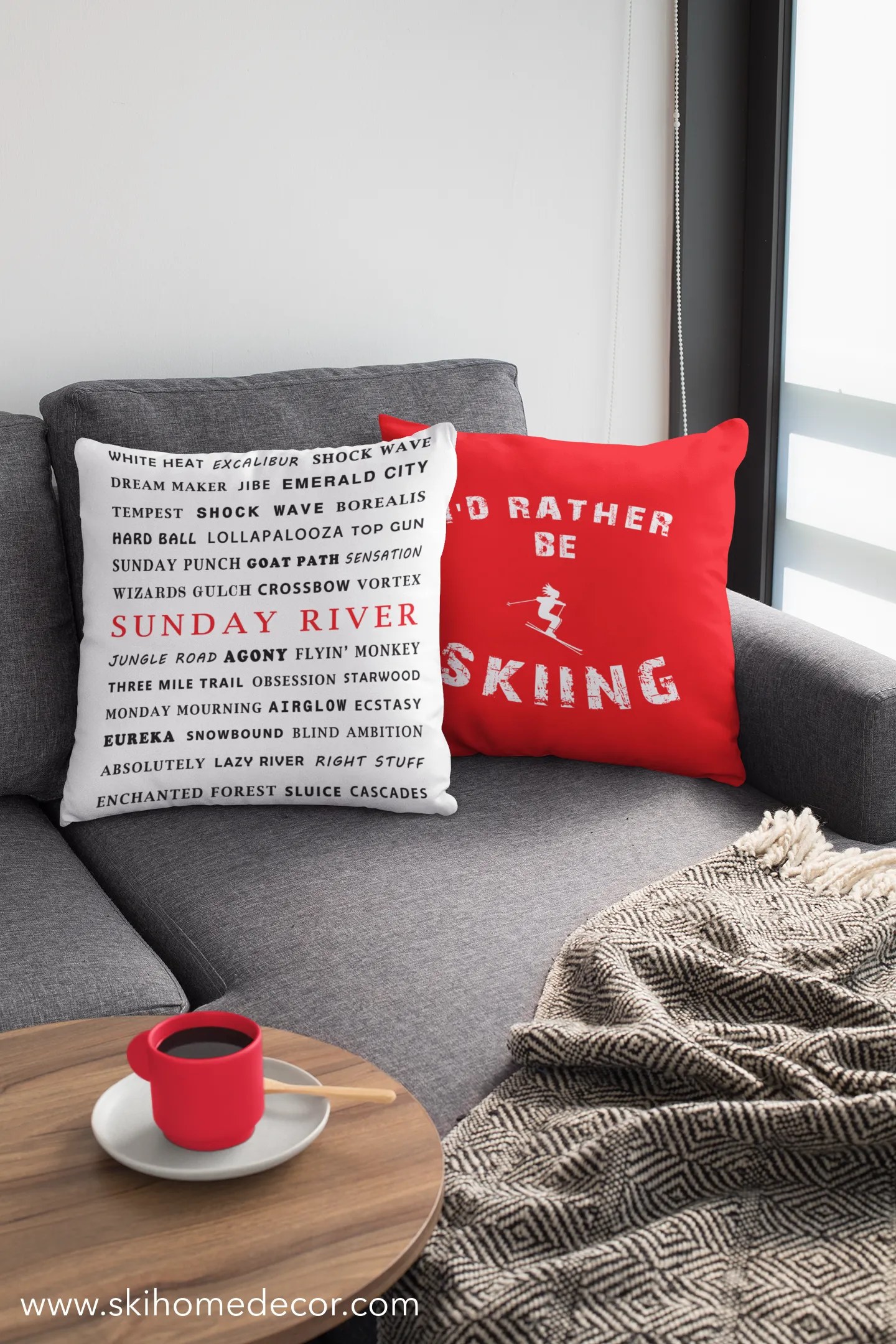 I'd Rather be Skiing - Throw Pillow