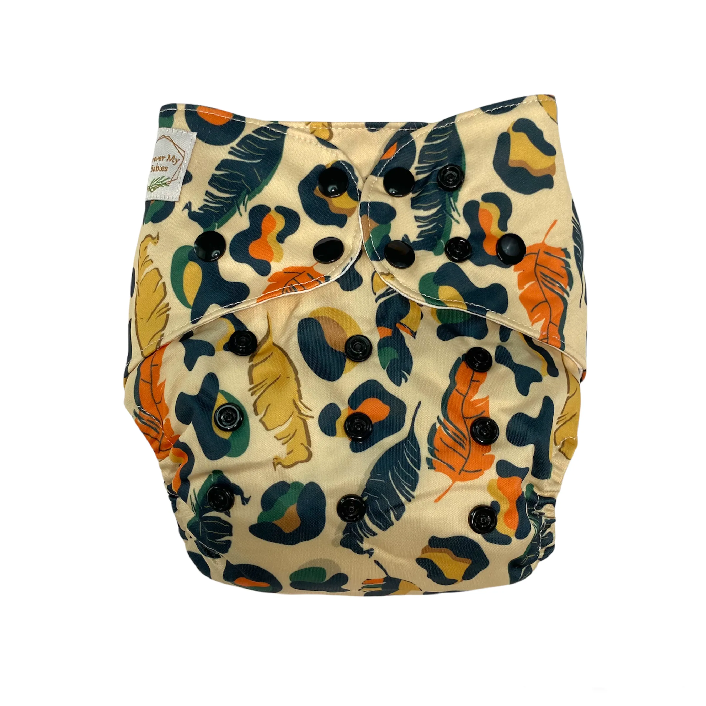 IN-STOCK Forever My Babies Cloth Diaper - Earthy Leopard & Feathers