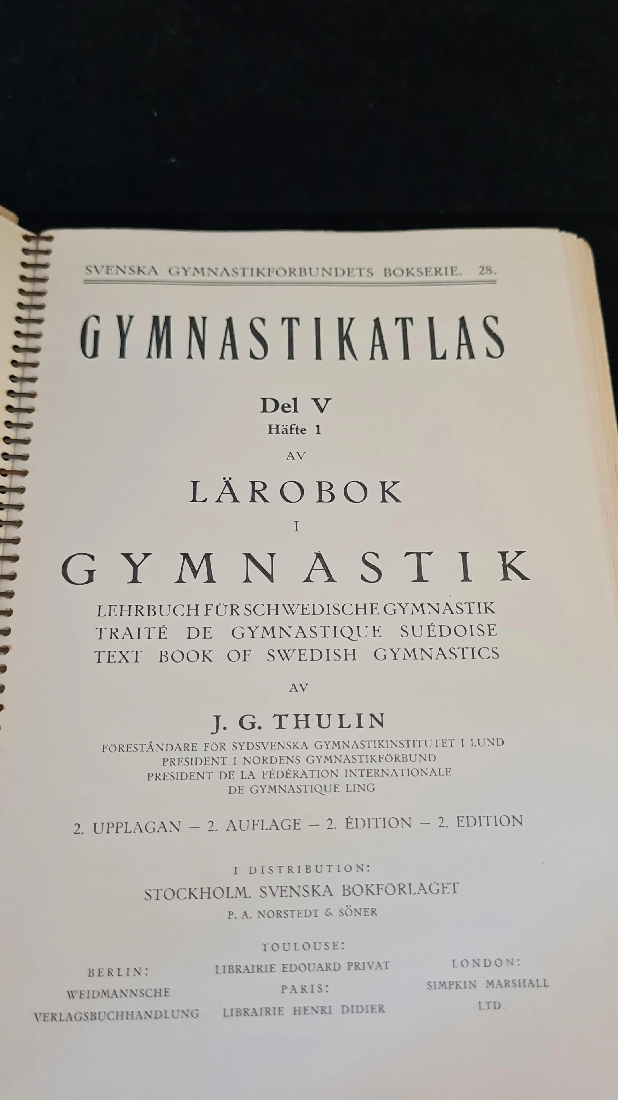 J G Thulin - Gymnastics Atlas, 1939, Swedish Gymnastics