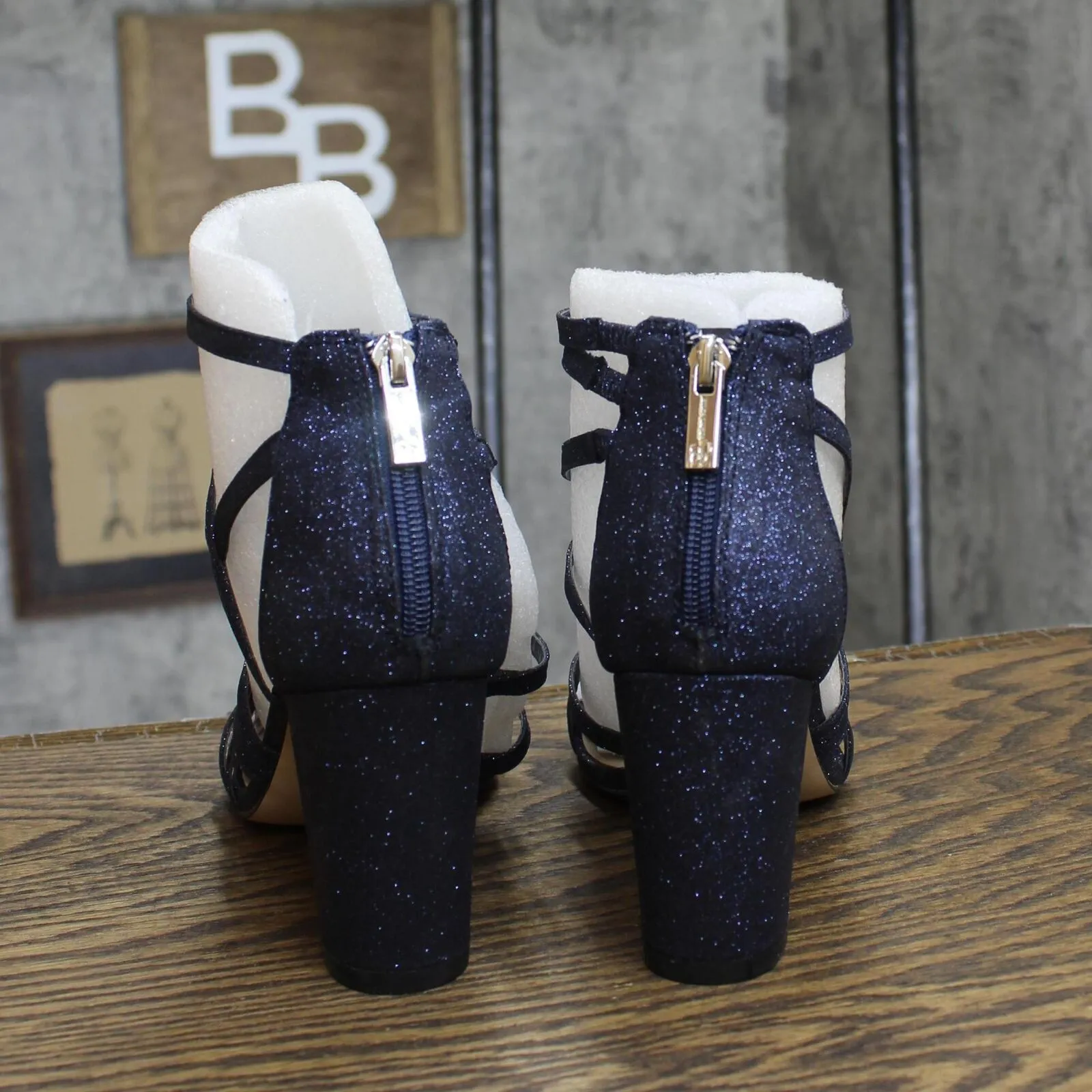 Jessica Simpson Stassey Strappy Block Heel Dress Sandals Shoes Navy Blue 8.5M