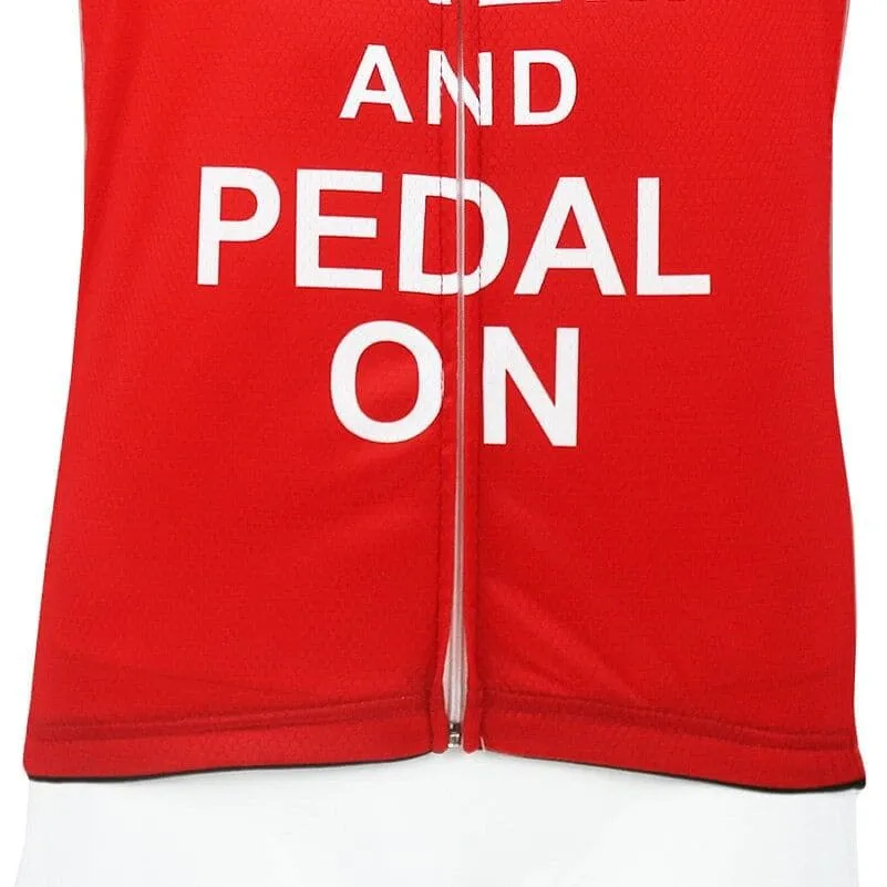 Keep Calm & Pedal On - Red Cycling Jersey