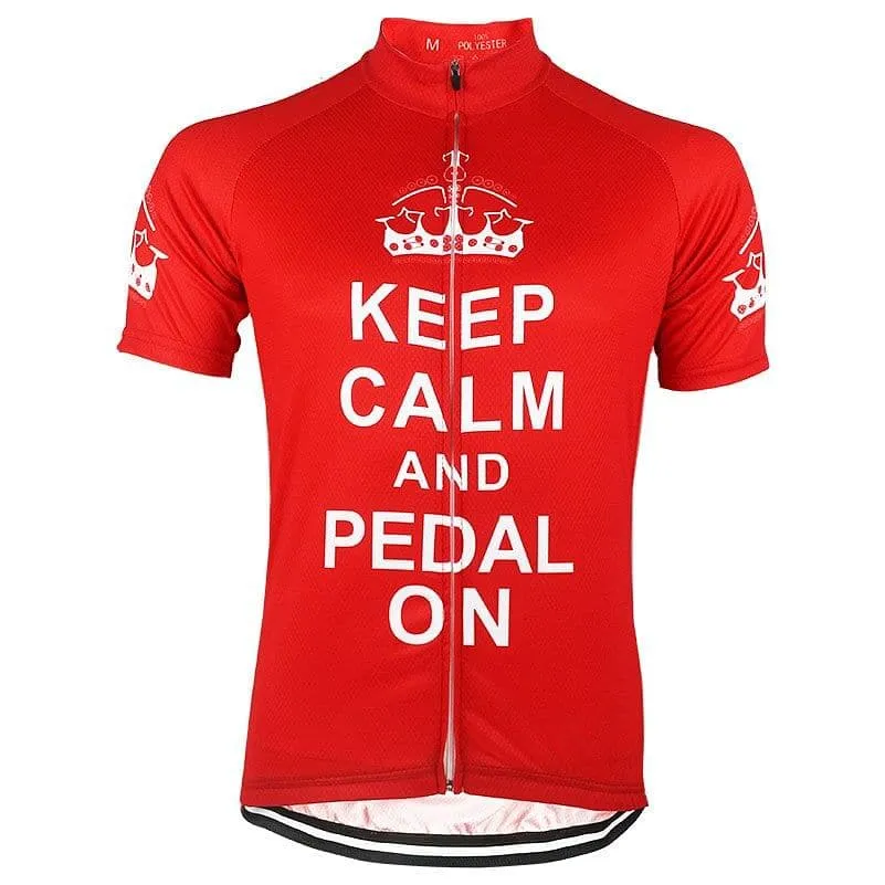 Keep Calm & Pedal On - Red Cycling Jersey