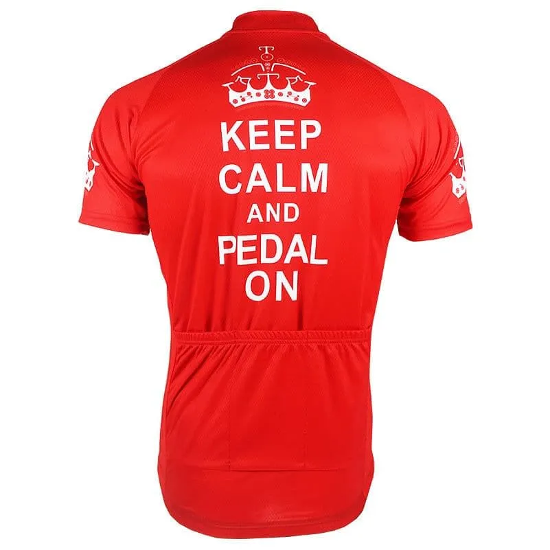 Keep Calm & Pedal On - Red Cycling Jersey