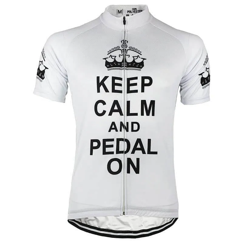 Keep Calm & Pedal On - White Cycling Jersey