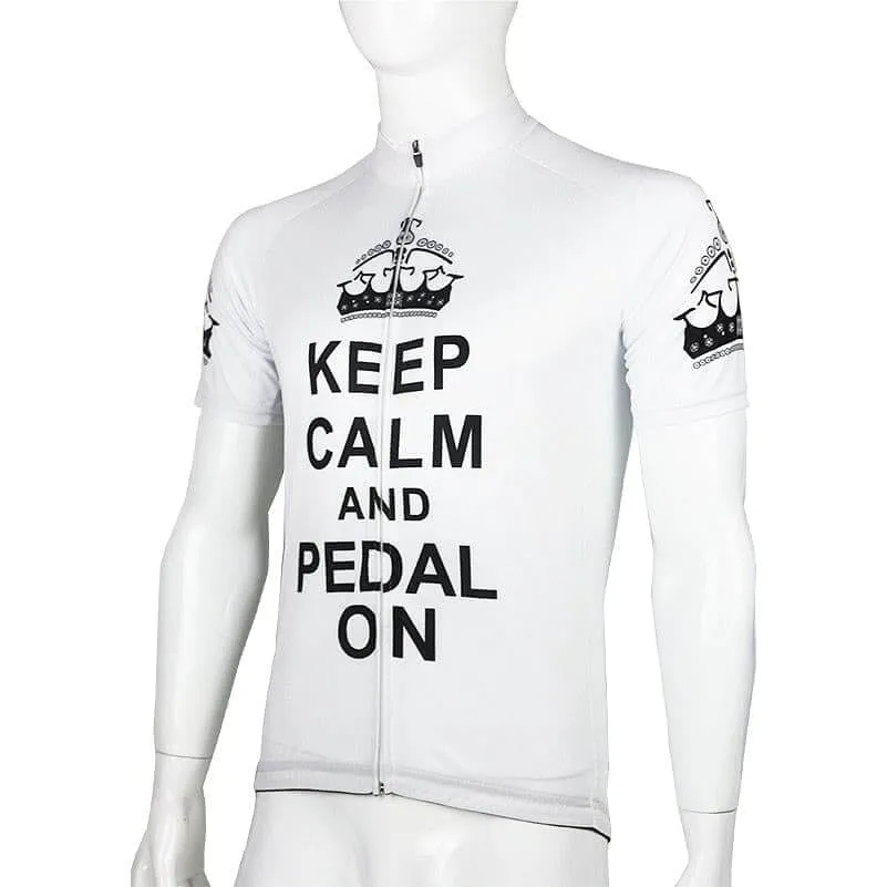 Keep Calm & Pedal On - White Cycling Jersey