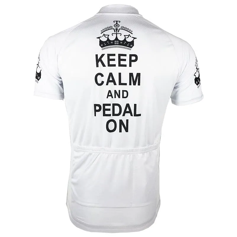 Keep Calm & Pedal On - White Cycling Jersey