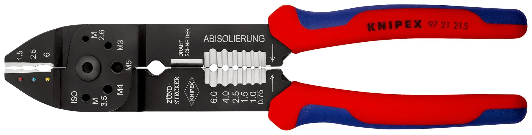 KNIPEX Crimping Pliers Wire Strippers for Insulated Terminals 230mm Multi Component Grips 97 21 215