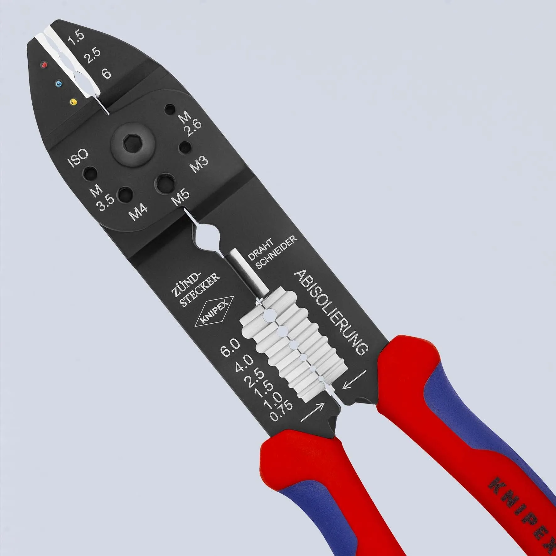 KNIPEX Crimping Pliers Wire Strippers for Insulated Terminals 230mm Multi Component Grips 97 21 215
