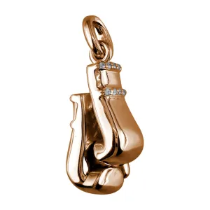 Large Pair of Diamond Boxing Gloves Pendant, 0.80CT Style #4899 in 14K rose (pink) gold