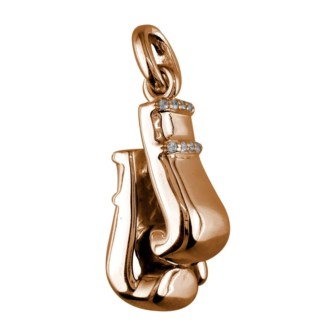 Large Pair of Diamond Boxing Gloves Pendant, 0.80CT Style #4899 in 14K rose (pink) gold