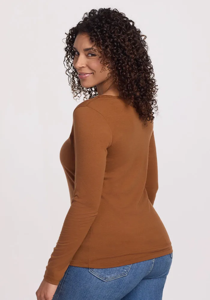 Layla V Neck Top - Sahara Dust