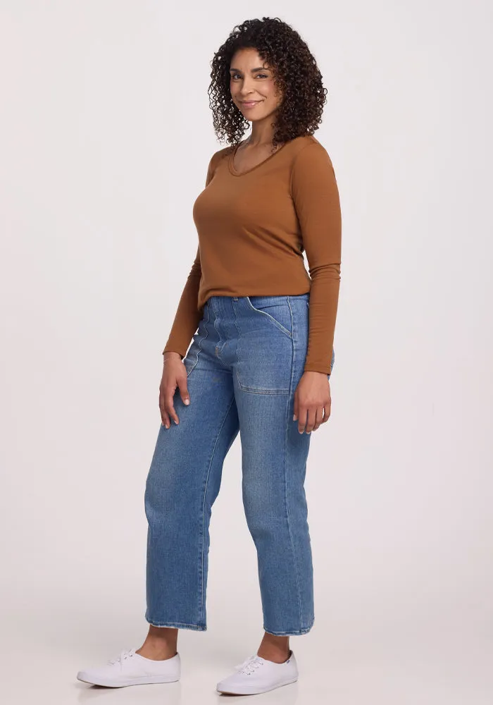 Layla V Neck Top - Sahara Dust