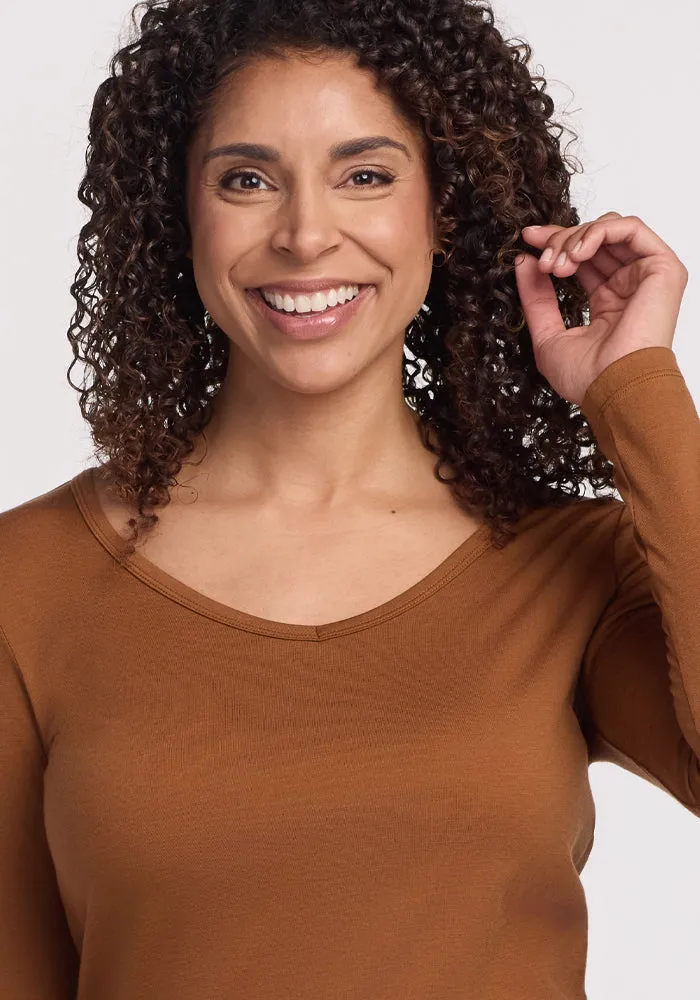 Layla V Neck Top - Sahara Dust