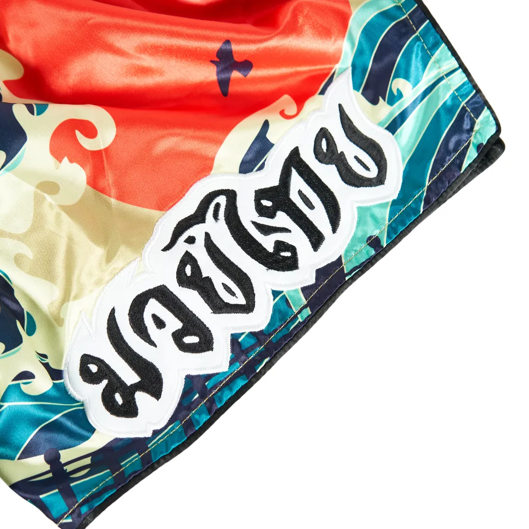 LEGACY GREAT WAVE OF KANAGAWA MUAY THAI SHORTS "Japanese Sunset and Wave"