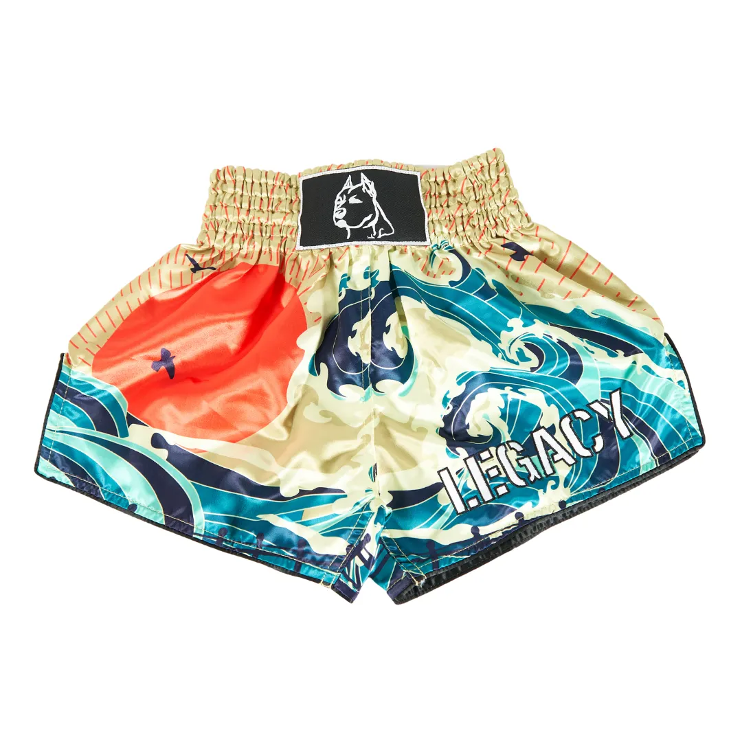 LEGACY GREAT WAVE OF KANAGAWA MUAY THAI SHORTS "Japanese Sunset and Wave"