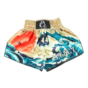 LEGACY GREAT WAVE OF KANAGAWA MUAY THAI SHORTS "Japanese Sunset and Wave"