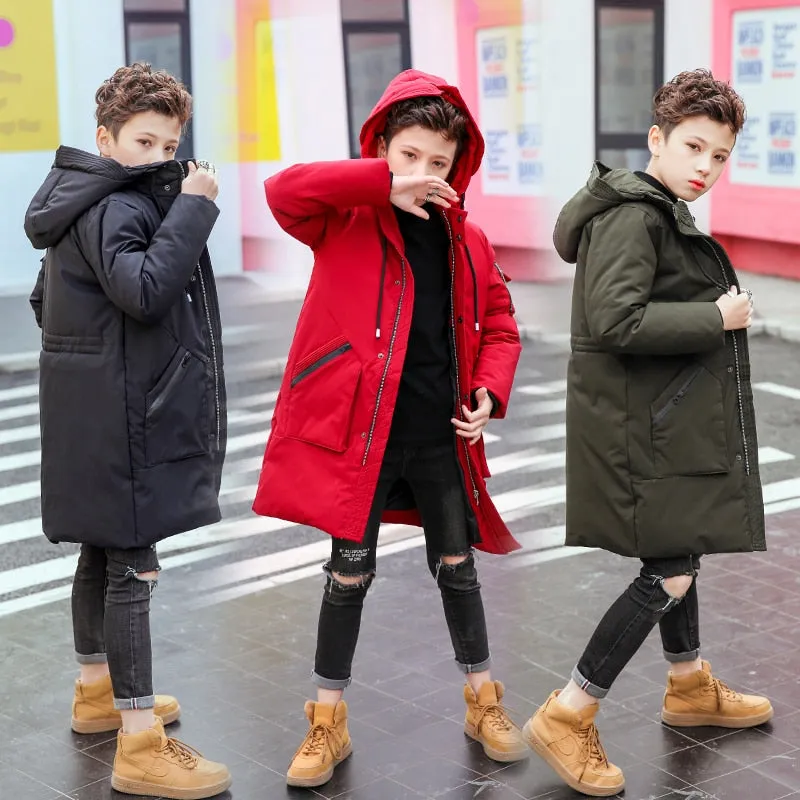 Long Parka Warm Jacket Down Coat for Boys