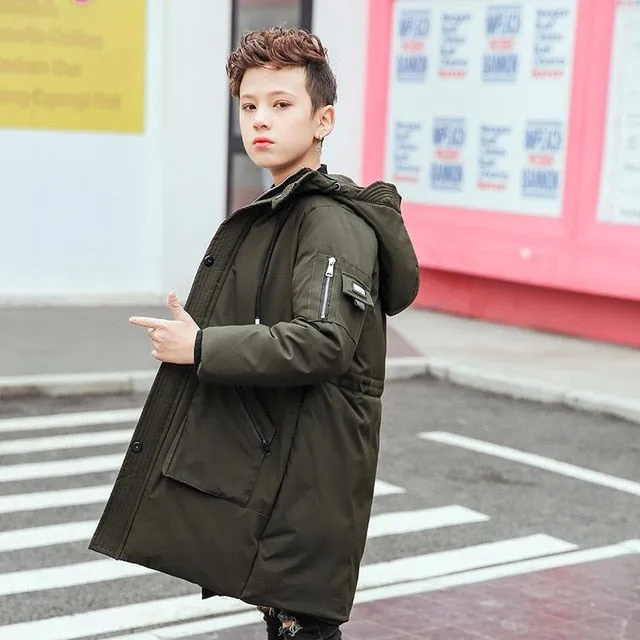 Long Parka Warm Jacket Down Coat for Boys