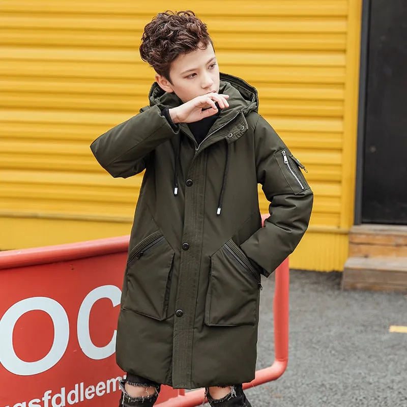 Long Parka Warm Jacket Down Coat for Boys