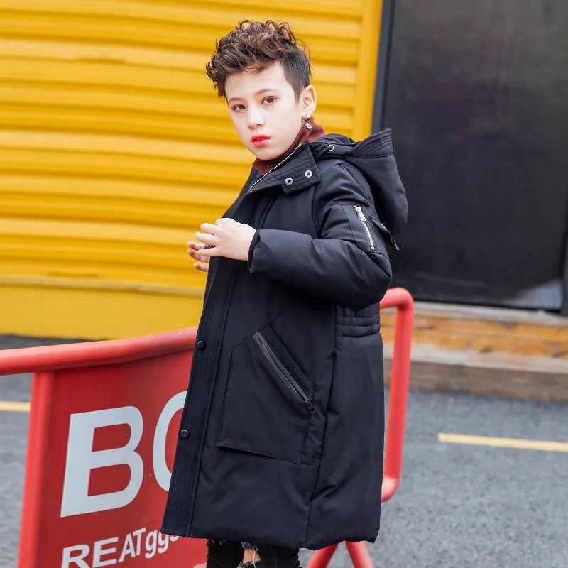 Long Parka Warm Jacket Down Coat for Boys