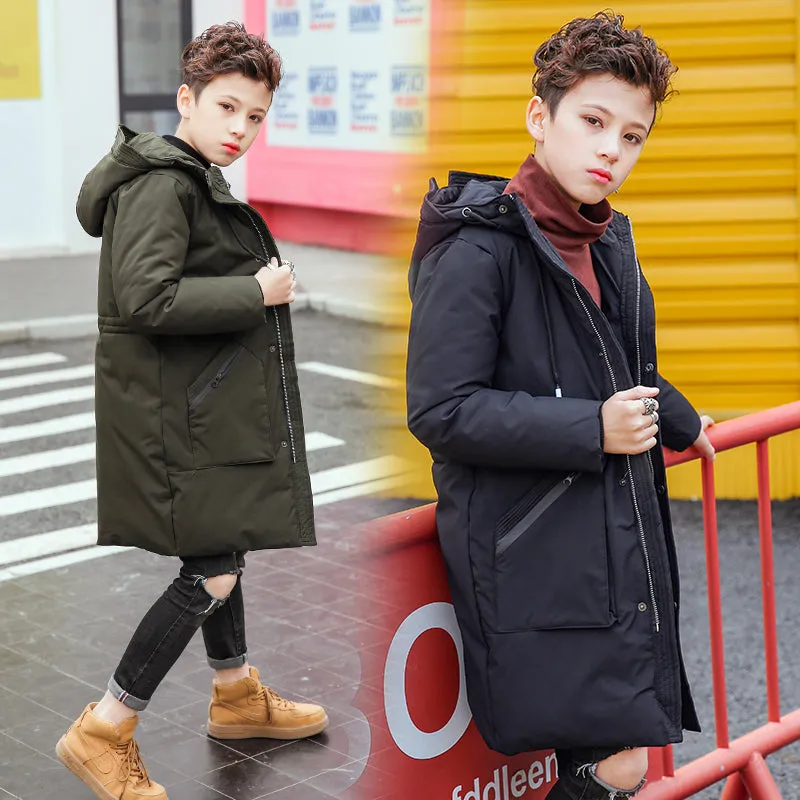 Long Parka Warm Jacket Down Coat for Boys