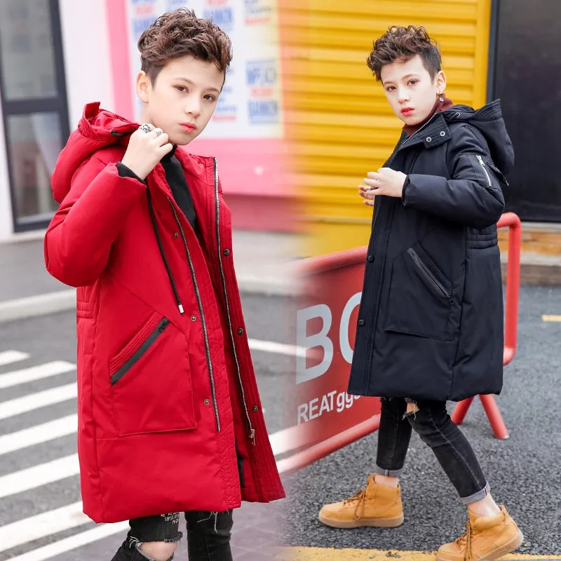 Long Parka Warm Jacket Down Coat for Boys