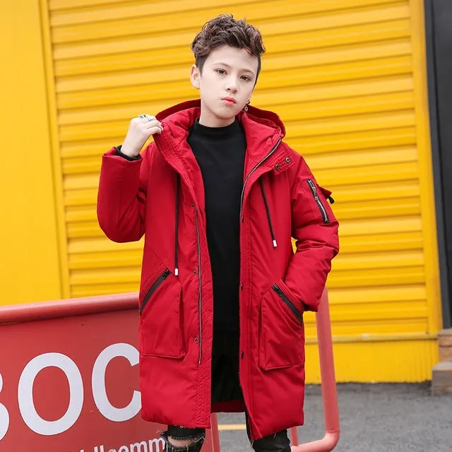 Long Parka Warm Jacket Down Coat for Boys
