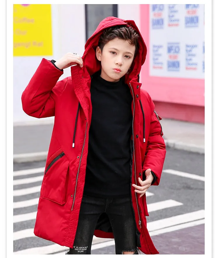 Long Parka Warm Jacket Down Coat for Boys