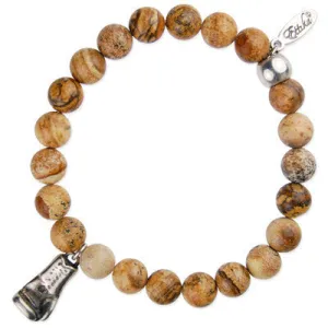 Mens Faceted Black Crystal with Two Clustered Round Pyrite Semi Precious Stones with Mini Toggle Closure