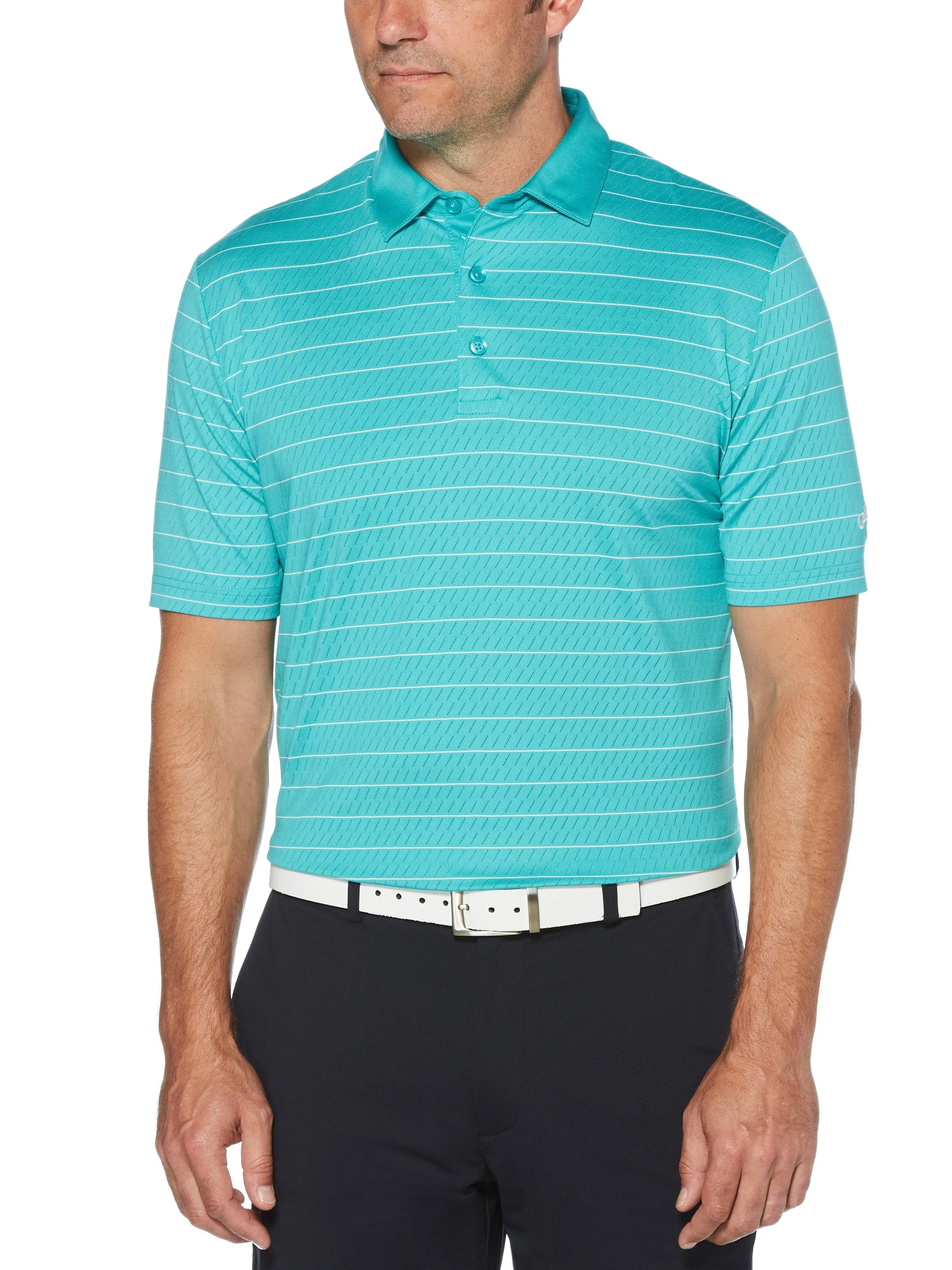 Mens Ventilated Stripe Polo