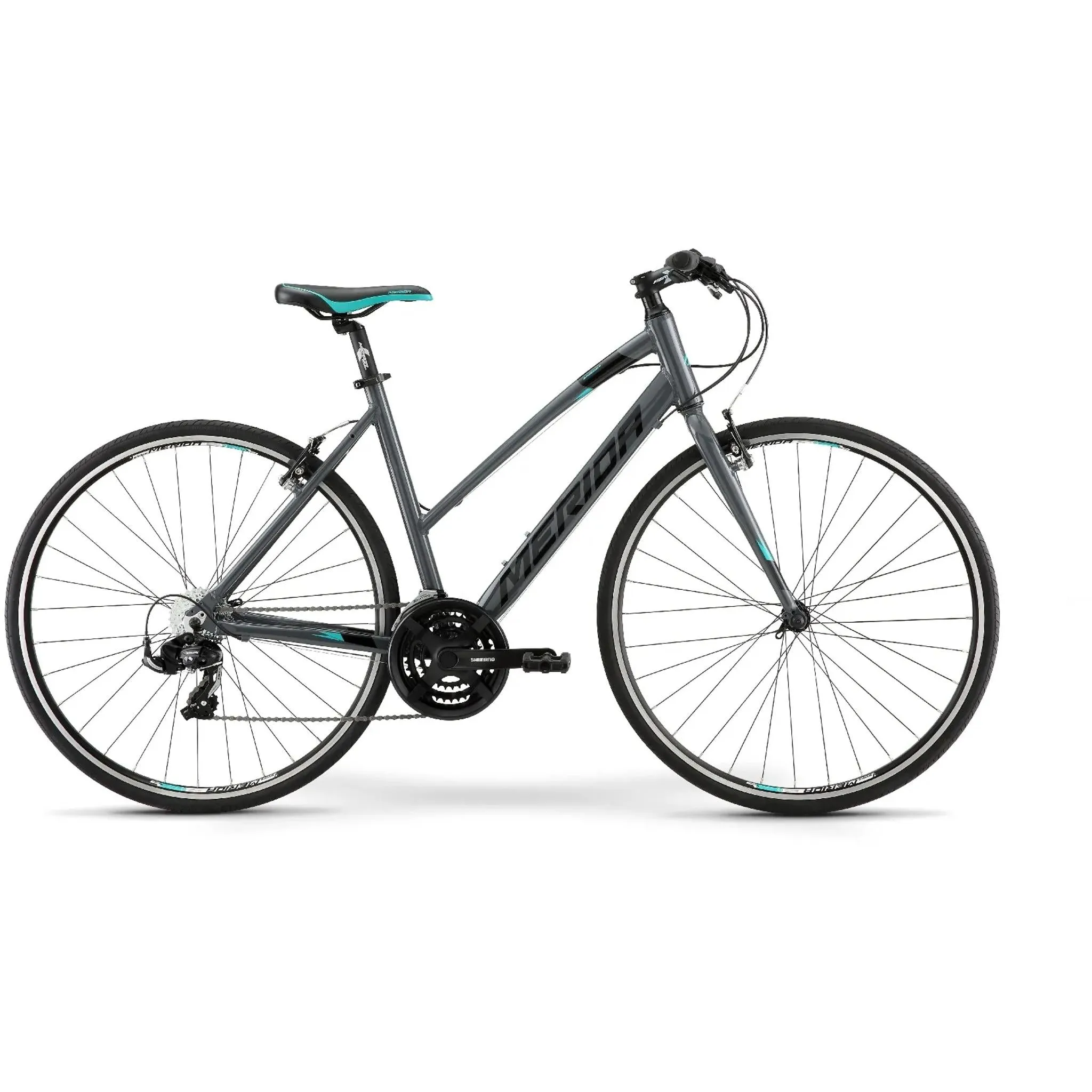 Merida Speeder 10-V W Womens Flat Bar Road Bike Glossy Grey/Black/Teal