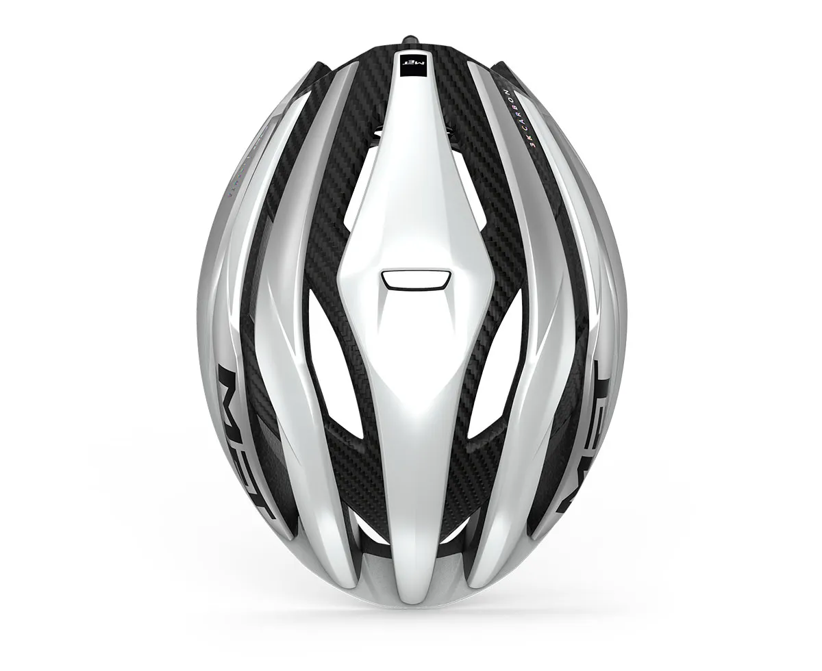 MET Trenta 3K Carbon Road Helmet - White Silver Metallic Matte