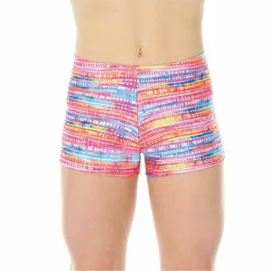 Mondor 27825 Metallic Gymnastics Shorts - Showlights Print - Girls