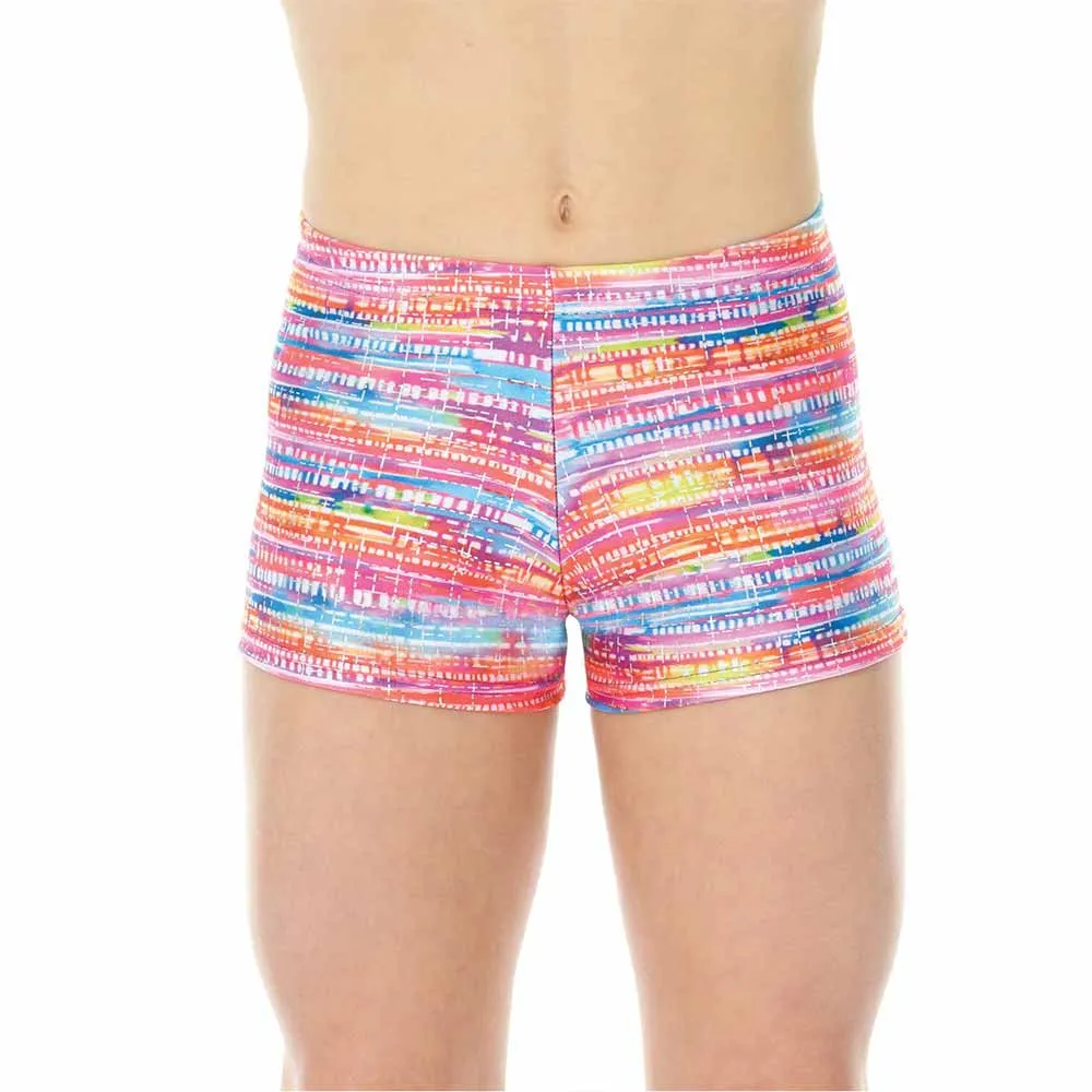 Mondor 27825 Metallic Gymnastics Shorts - Showlights Print - Girls