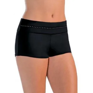 Motionwear Roll down Waist Dance Shorts with Rhinestones -Women's Large