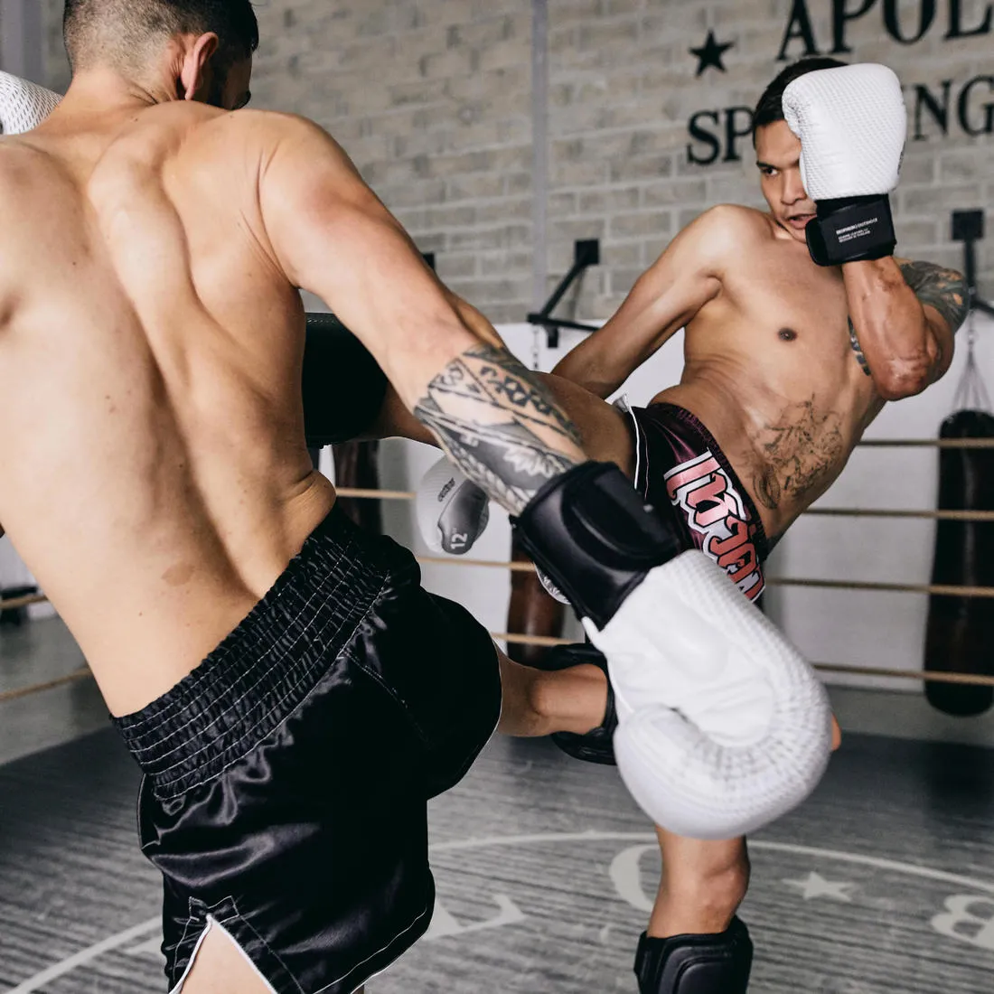 Muay Thai Leather Gloves 500 - White/Silver