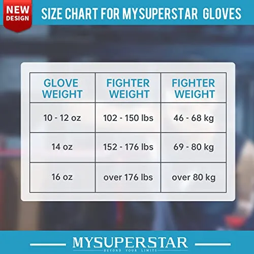 MYSUPERSTARBOXING Pro Boxing Fighting Bag Gloves for Training Sparring Mitts Muay Thai MMA UFC Kickboxing handwraps,Gift for Gym School Class,Punching Bag Gloves Gift for Man Women Kids