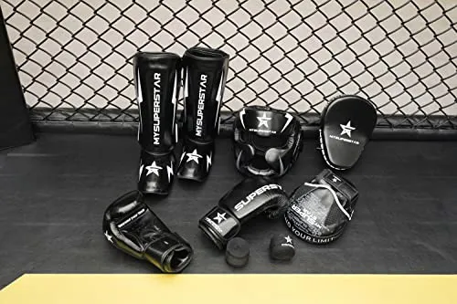 MYSUPERSTARBOXING Pro Boxing Fighting Bag Gloves for Training Sparring Mitts Muay Thai MMA UFC Kickboxing handwraps,Gift for Gym School Class,Punching Bag Gloves Gift for Man Women Kids