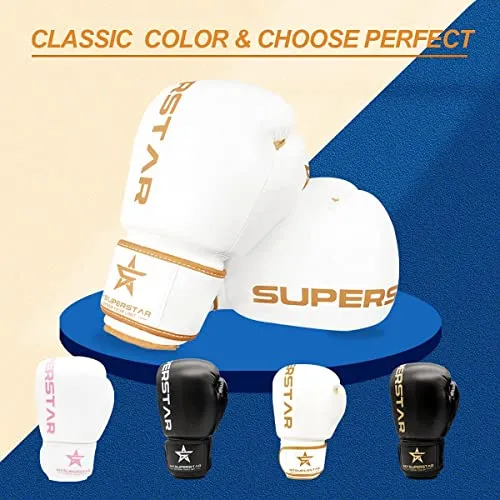 MYSUPERSTARBOXING Pro Boxing Fighting Bag Gloves for Training Sparring Mitts Muay Thai MMA UFC Kickboxing handwraps,Gift for Gym School Class,Punching Bag Gloves Gift for Man Women Kids