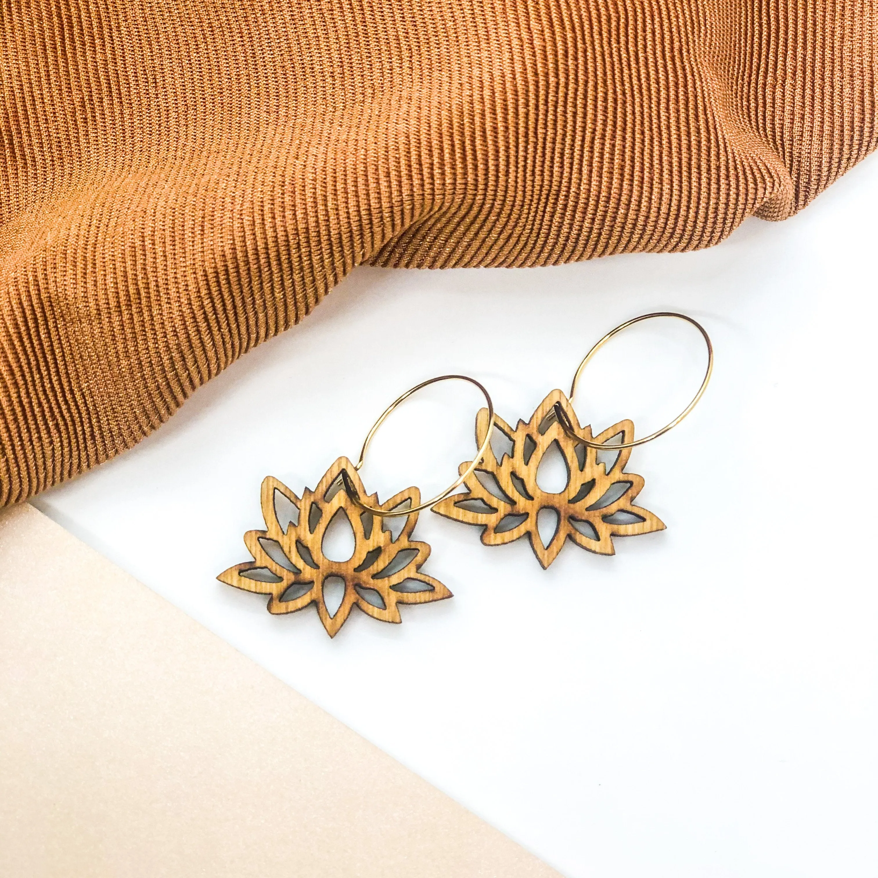 Natural Wood Earrings | LOTUS