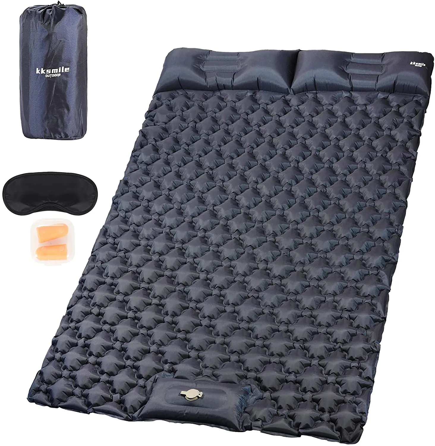 New kksmile Double Sleeping Pad for Camping, Self Inflating Sleeping Pad, Upgraded Ultralight Sleeping Pad Built-in Pump, 2.5" Backpacking Sleeping pad for Waterproof, Hiking and Traveling