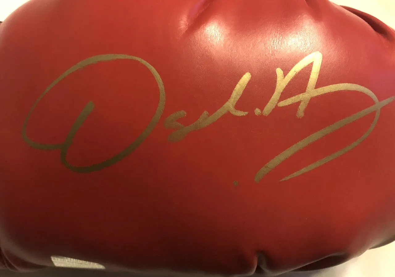 Oscar Del La Hoya Autographed signed in Gold Red Everlast Boxing Glove Certified.