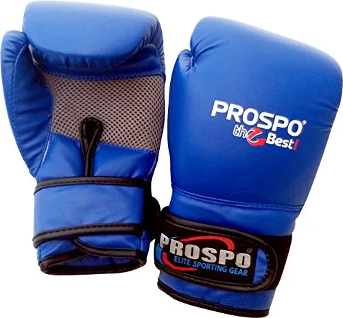 Prospo Top-Grade Boxing Gloves, Kickboxing Bagwork Gel Sparring Training Gloves, Muay Thai Style Punching Bag Mitts, Fight Gloves Men & Women (Blue, 16 oz)
