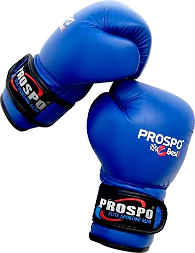 Prospo Top-Grade Boxing Gloves, Kickboxing Bagwork Gel Sparring Training Gloves, Muay Thai Style Punching Bag Mitts, Fight Gloves Men & Women (Blue, 16 oz)