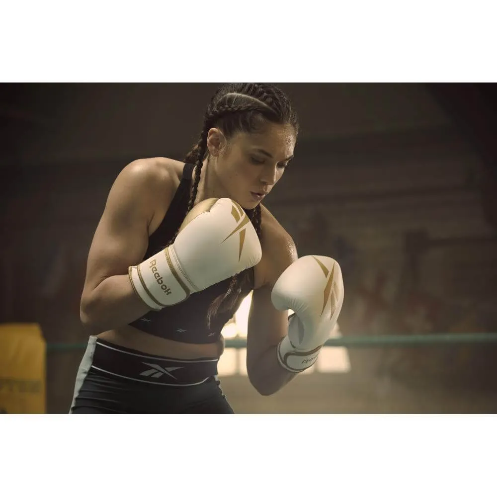 Reebok Boxing Gloves - White and Gold