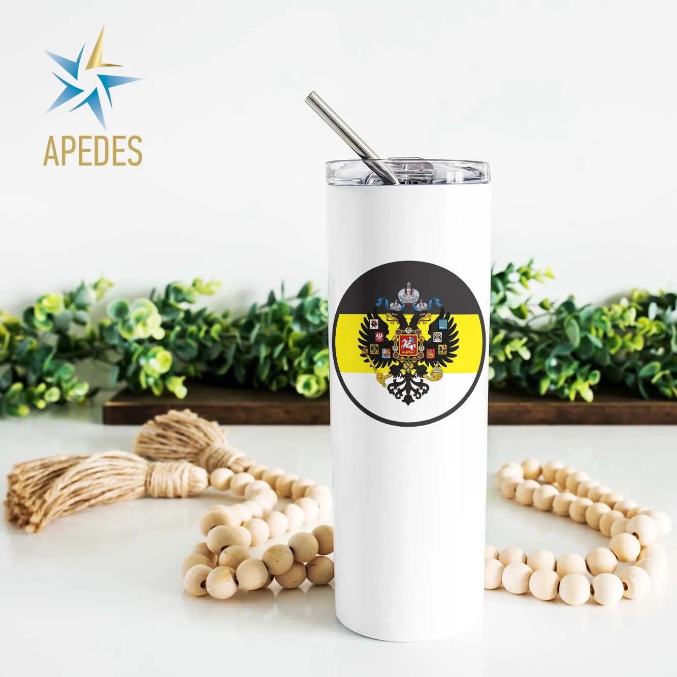 Russian Imperial Coat of Arms Stainless Steel Skinny Tumbler 20 OZ