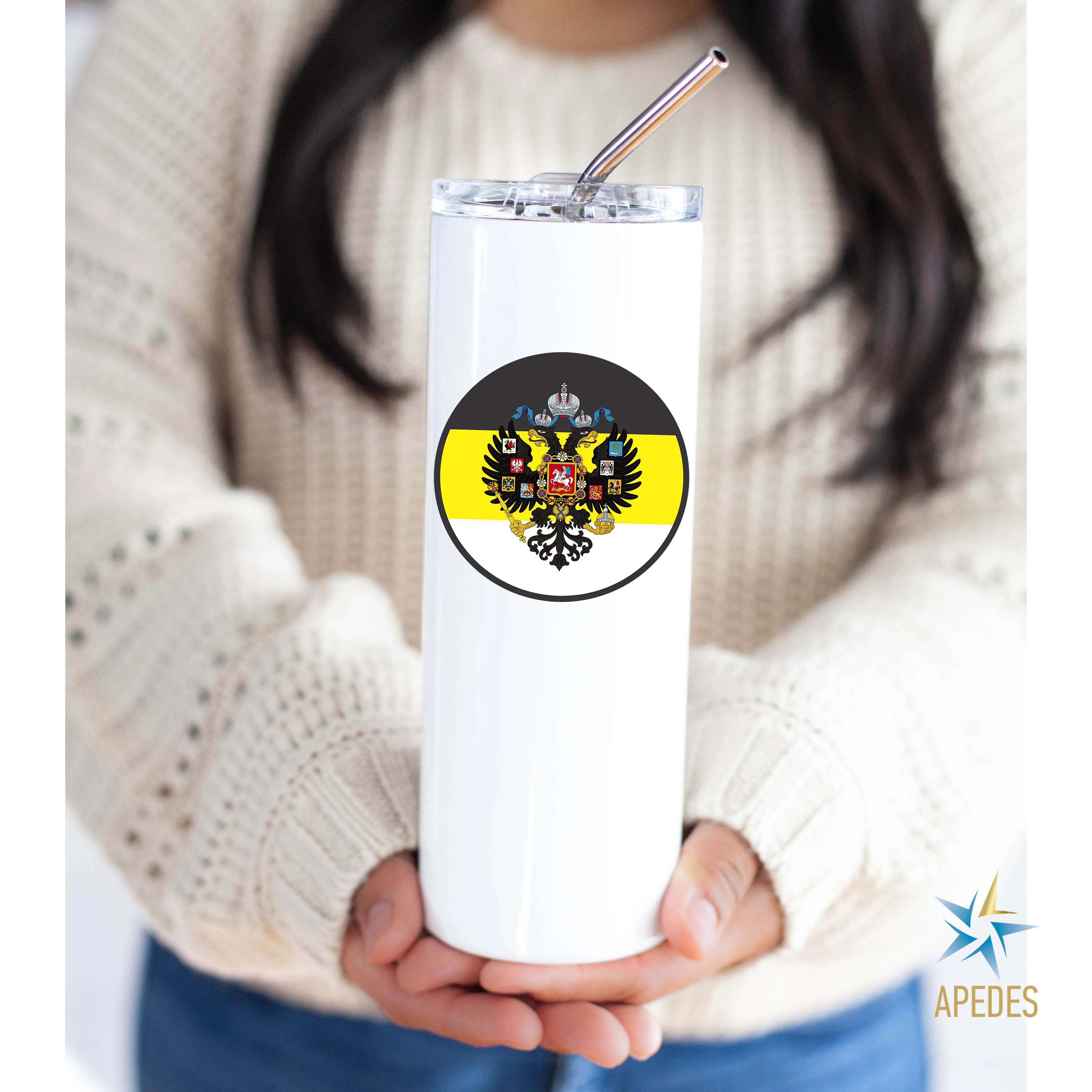 Russian Imperial Coat of Arms Stainless Steel Skinny Tumbler 20 OZ