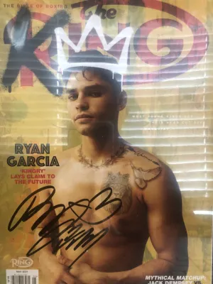 Ryan Garcia Signed Boxing Ring Magazine "king" Boxing Photo