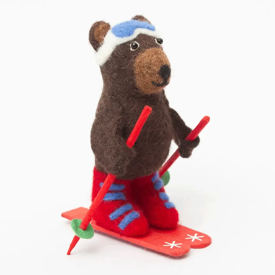 Skiing Bear Ornament, Nepal