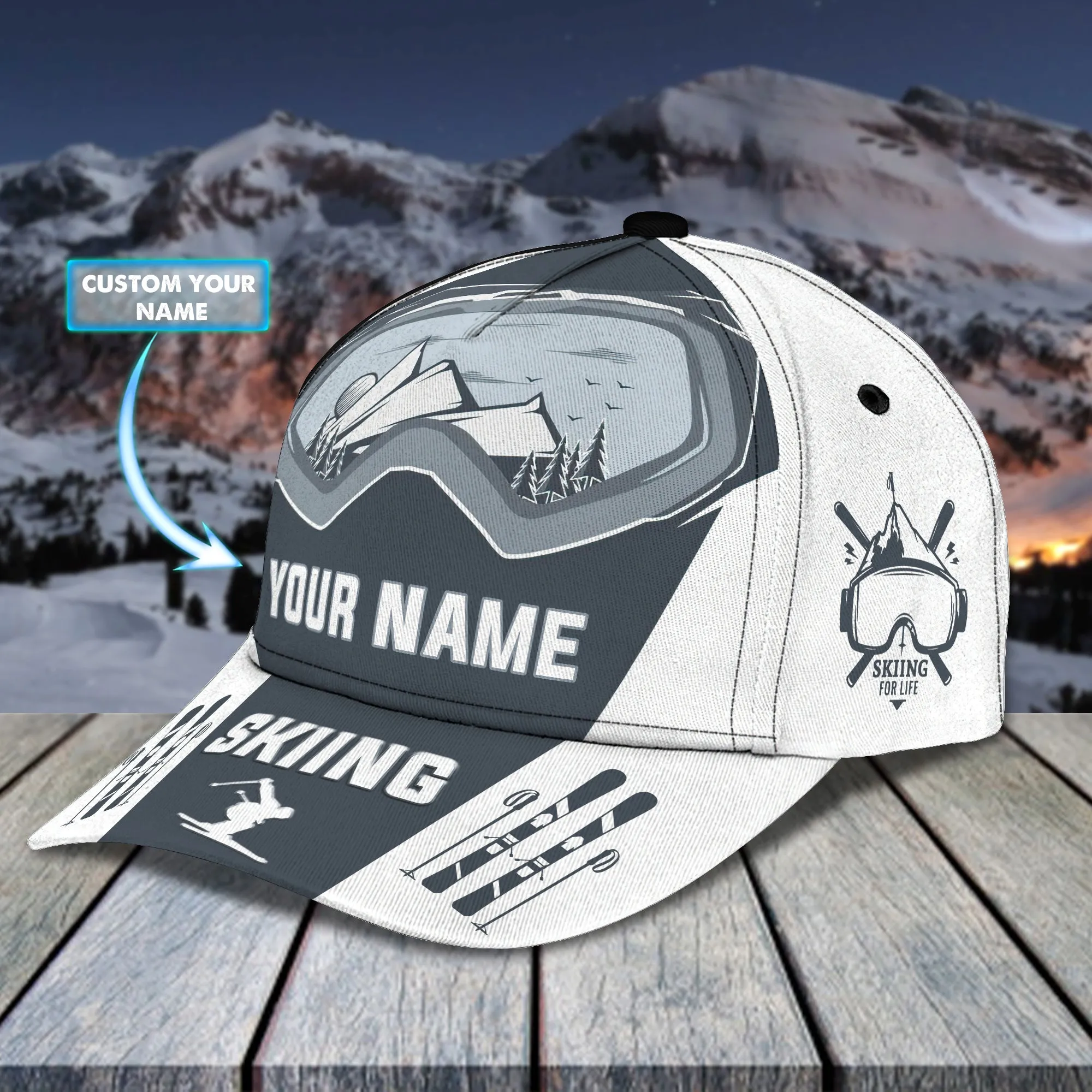 SKIING - Personalized Name Cap 01 - RINC98